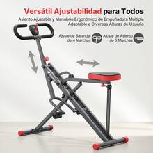 MERACH 2-en-1 Máquina de Sentadillas y Remo, Plegable, Equipo para Glúteos, Piernas y Core, Montaje en 10 Minutos para Casa y Gimnasio, Carga Máxima 350 lbs – R07 - Negro y rojo - Ver 6