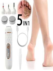 Portable Electric Foot Grinder, Electric Foot File, Includes 5 Grinding Heads, Removes Dead Skin, Rechargeable Electronic Foot Care Device With Replaceable Grinding Heads - Multicolor - View 10