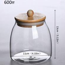 1 hộp đựng kín khí bằng thủy tinh borosilicate cao cấp có nắp gỗ, hũ đựng chống ẩm dùng trong nhà bếp, đựng lá trà, hạt cà phê, hộp bảo quản thực phẩm khô trong suốt. - Nhiều màu - Xem 3