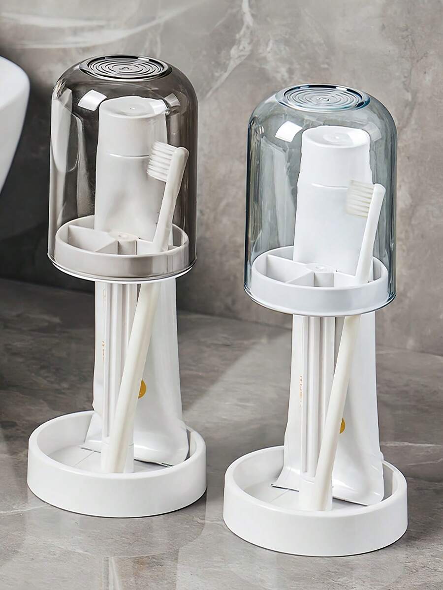Toothbrush Holder Cup With Adjustable Height Toothbrush Cup With Dust Cover Bathroom Tumbler With Drainage Storage Function For Toothpaste Electric Toothbrush Rinse Cup Bathroom Kitchen Home School Essential Men And Women