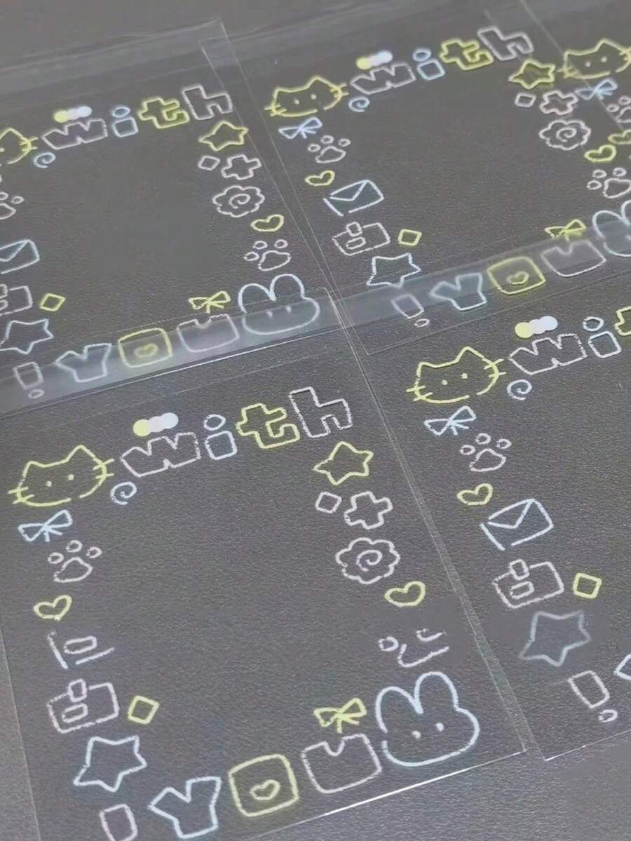 50pcs/Set Ins Style Transparent Cute Cat OPP Packaging Bag Birthday Celebration Party Gift DIY Card Postcard Gift Bag - Repacking Bags - View 1