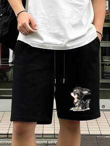 ハムスター柄 ゆとり感 フィット ソフト素材 レディース サッカーショーツ - ブラック - チェックする 1