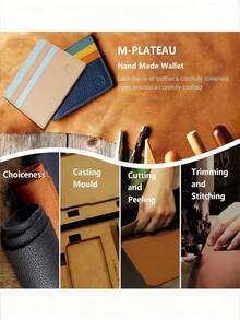 Ueasy 纤薄真皮钱包，多功能卡包，大容量卡槽，小巧真皮/PU卡套，小型真皮零钱包，可收纳银行卡、交通卡、会员卡、名片、硬币，正式/商务场合适用，情人节礼物 - 彩色 - 查看 4