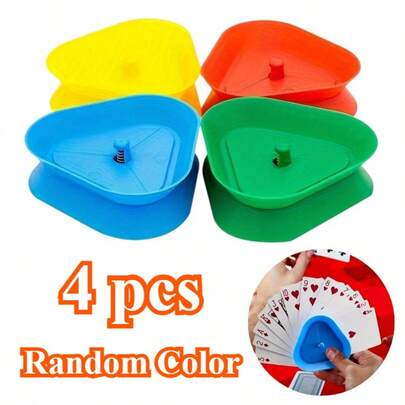 4pcs Triangle Hands-Free Playing Card Holder - Slouchy Card Stand, Hands-Free Game Accessory For Parties, Tabletop Games And Celebrations, Christmas, Halloween Card Cone Gifts | Durable Material