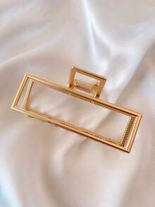 1 Pcs Random Gold Metal Elegant Half Moon & Square Shape Hair Clips, Fashion Chic Hair Accessories Clamps For Women, Versatile For Daily Use, Makeup, Outfit Matching Gold Head Piece Hair Claws Claw Clips Hair Jaw Clip Hair Clutch, School Stuff, College Fall Winter For Vacation Outfits Woman - 金色 - 查看 6