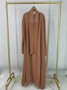 Luxury Dubai Arabic Islamic Muslim Women Long Dress, Sparkly Embroidered Maxi Robe, Elegant Patchwork Robe, Islamic Clothing Robe - Camel - View 10