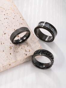 3件套不锈钢戒指，可旋转，男女通用，适合日常佩戴、节日、约会、送礼。 - 多色-3pcs - 查看 3