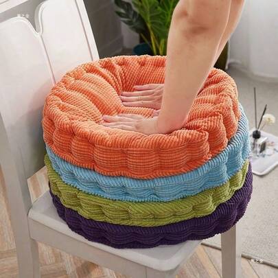 1件加厚高回弹坐垫 - 纯色窗台坐垫，荷兰绒榻榻米靠背垫，压花皱纹软椅垫，多种颜色可选，适合家庭使用