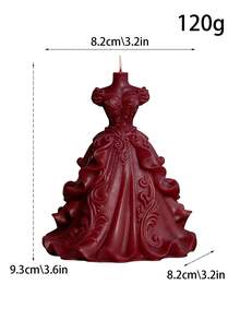 3 Styles Burgundy Evening Gown Shaped Candles, Handmade Soy Wax, Romantic Wedding Decor, Valentine's Day Gift - 1PC - View 10
