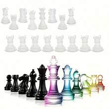 Resin Casting Silicone Mold For Chess Set With Fixing Stand, Complete Set Of 16 Full-Size Chess Piece Silicone Molds, Epoxy Resin Mold, Resin Casting Mold To Prevent Resin Leakage, For DIY Crafts - Chess Mold - View 3