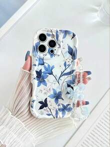 1 Piece Of Fashionable Phone Case. Does Not Include Lanyard Or Stand. Blue Floral Novelty Cream Flower Textured Wavy Floral Painted Edge Anti-Drop Phone Case With Bracelet Accessory, Compatible With IPhone 17 Pro/17 Air/17/17 Pro Max/16/11/16 Pro/16 Plus/16 Pro Max/16e/15 Pro Max/13/14/12/XS/XR/7G/8P, Galaxy S25/S25 Plus/S25 Ultra/A16/A36/A26/A56/A50/A12/A32/A52/A72/A51/A21S/A13/A14/S24/S24 Plus/S24 Ultra, S22/A52/A53/A54/A55/S23, 11/12 Pro/12/12X/13 Pro/14 Pro/15 Pro, 10/9/Note 9/12c/Note 11 Pro/Note 8 Pro Spring - 多色 10 - 查看 7