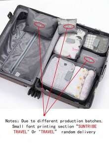 6pcs Travel Organizer Bags - Multifunctional Clothes, Shoes And Cosmetics Storage Bags | Waterproof Foldable Packing Cubes (Suitable For Dorm, Moving, Vacation) - Dust-Proof And Space-Saving - Multicolor - View 6