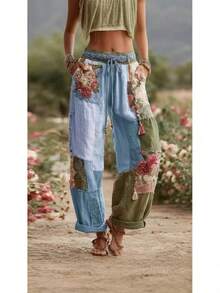 European Size Versatile And Comfortable Halloween Women's Cotton-Linen Casual Wide-Leg Pants, Digital Print, Loose And Versatile - CKU-UTYEW43 - Xem 2