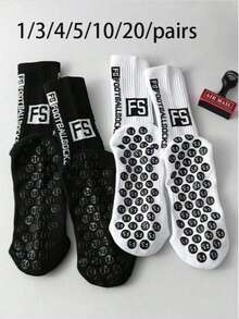 2 Pairs/4 Pairs Unisex Sports Socks, Football Socks, Basketball Socks, Black & White - Black and White - View 5