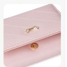 Bowknot Accent Minimalist Tri-Fold Women Wallet Multiple Card Slots Cute Cat Ear Design PU Snap Button Short-Style For Students Birthday Pink Bag Christmas Gifts Gift Thanksgiving For Women Wallet Purse Wallet Small Wallet - Hồng - Xem 3