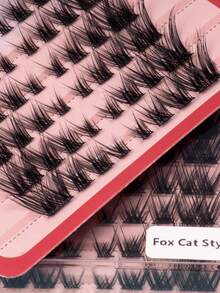 400pcs 5 Box Fox Cat Cluster Lashes Natural Look Fluffy Faux Mink False Eyelashes Sexy Lashes Extension Makeup Fox Cat Eye Lashes Left & Right Individual Lashes Wispy DIY Lash Extension For Home Party,Valentine's Day, Traveling,Festivals Makeup - D - 查看 3