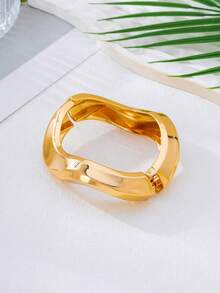 Set de 3 piezas/1 set de pulseras brazalete geométricas anchas de estilo minimalista, elegante y delicado retro, adecuadas para vacaciones, fiestas, citas, uso diario, regalo - Amarillo Oro - Ver 6