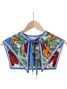 1pc French Retro Pearl Pendant Painting Style Tie Collar Scarf - Multicolor - View 2