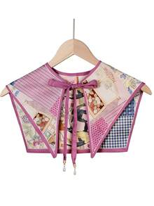 1pc French Retro Pearl Pendant Painting Style Tie Collar Scarf - Multicolor - View 14