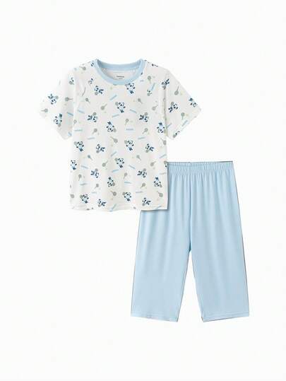 Balabala Kids Summer Pajama Set 2026 Short Sleeve Shorts Air-Conditioned Soft Comfortable Homewear