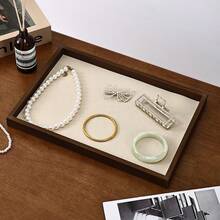 1pc Walnut Wood Jewelry Tray, Large Capacity Multi-Function Jewelry Display Stand For Necklaces, Rings, Earrings, Bracelets - Walnut Wood Inner Tray - View 11