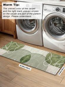 1pc Rubber Material Kitchen Long Runner Rug, Colorful Geometric Print Pattern, Nordic Luxury Style Kitchen Mat, Long Runner Rug For Laundry Room, Thick Fabric With Foot Feel, Easy Care Machine Washable, Practical Entryway Doormat Home Decor, Suitable For Dining Room, Kitchen, Laundry Room, Indoor Entrance, Autumn/Winter Gift - Green - View 11