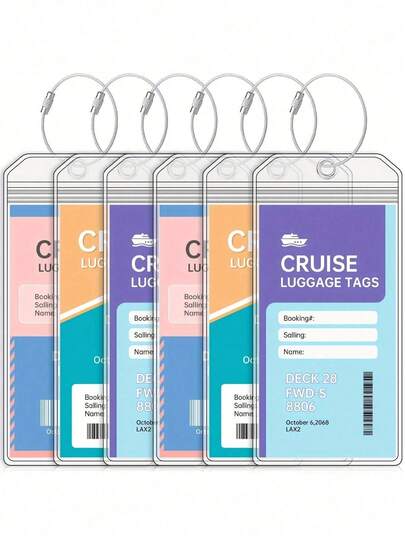 1 Set Cruise Luggage Tag, Including Cruise Luggage Tag Holder & Clear Cruise Luggage Tag, Suitable For All Cruise Lines, Also Applicable To Travel Backpacks, Suitcases, Travel Supplies, Back To School, Holiday Camping, Vacation Accessories Luggage Tag (19cm*9cm), Backpacks, School Supplies (Random Color Steel Wire Lock)