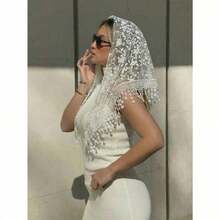 1pc 2026 New Floral Lace Scarf & Headscarf Set For Women, Lightweight & Breathable, Suitable For Weddings, Parties And Formal Events - Solid Color - 查看 3