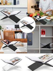 Acrylic X-Shaped Book Stand, Book Holder, Display Rack For Books, Magazines, Sheet Music, Recipes, Photo Albums - Multicolor - View 8