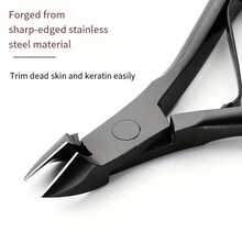 1 Set Black Stainless Steel Manicure Tool Kit, Featuring Pointed Tip Single Spring Design, Includes Cuticle Scissors, Nail Clippers, And Classic Black Handles, Suitable For Men And Women Of All Ages - Black - View 3
