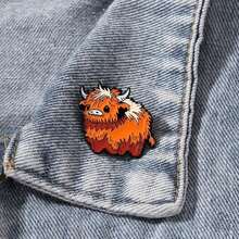 Cute Highland Cattle Enamel Pins Fashion Animal Decorative Brooches Ornaments Lapel Bag Badges Jewelry Gifts 2025 New Style - 彩色 - 查看 5