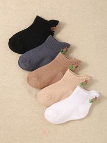 5/10双装幼儿水豚图案防滑中筒袜，男童爬行袜，柔软弹力透气设计，适合0-36个月宝宝，春夏日常穿着及返校季，婴儿袜，男童袜，爬行袜，防滑袜，水豚袜，中筒袜，返校季男童礼盒套装 - 彩色 - 查看 14