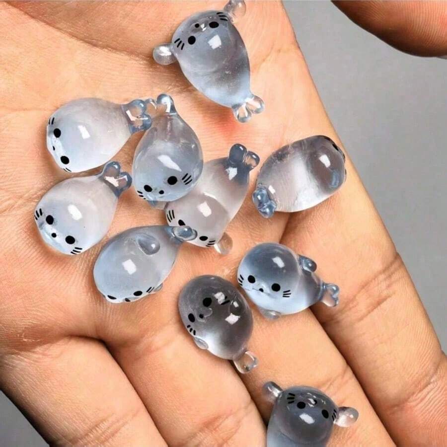 30/20pcs Luminous Mini Resin Stamp Decorations - Creative Desktop Home Decor - Random Cute Cartoon Animal Models - Multicolor - View 1