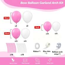 Juego de arco de globos con lazo rosa - 127 piezas. Decoraciones para cumpleaños. Este juego de arco de globos rosa y blanco viene en varios tamaños y es adecuado para bodas, baby showers, fiestas de cumpleaños, bautizos y talla grande. - Ver 7