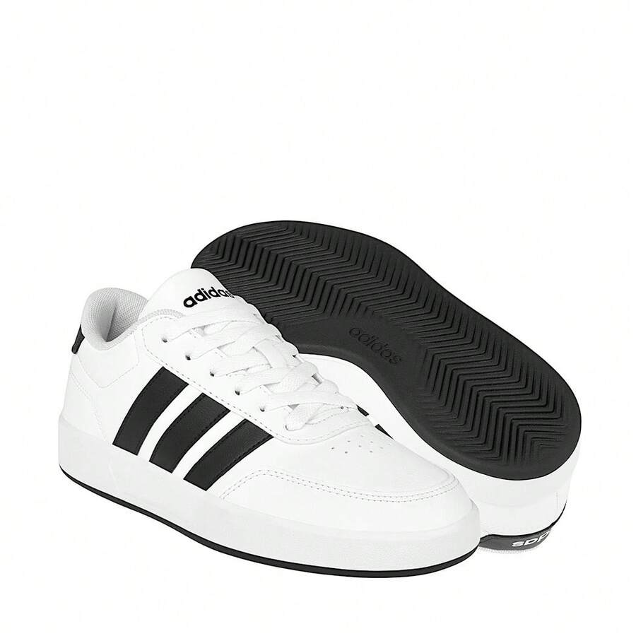 ADIDAS BREAKNET YOUTH JR8448 WHITE FAUX LEATHER TENNIS SHOES 18-25 - 白色 - 查看 1