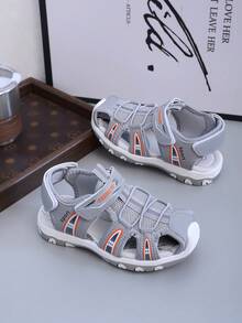New Summer Fashion Versatile Breathable Sandals, Lightweight Comfortable Sports Sandals With Closed Toe For Boys And Girls, Anti-Slip Durable Suitable For Daily Wear - Grey - View 2
