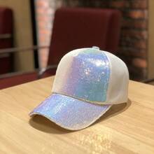 1pc Summer Mesh Sequin Hat, Breathable UV Protection Sun Hat, Fashionable Versatile Baseball Cap - Multicolor - View 8