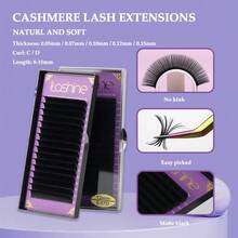 LASHINE 0.05/0.07/0.10/0.12/0.15mm 厚度 高级天鹅绒纤维 经典浓密型 哑光黑色 蓬松羊绒 常规款 C/D 卷度 8-16mm 浓密型 羊绒假睫毛 哑光仿貂毛 专业美睫 - 查看 5