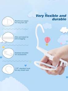 1/5/10/20pcs Baby Plastic Hangers, Suitable For Wardrobe, Toddler, Infant, Child, Newborn Clothes Rack, Ideal For Laundry Room And Nursery, Great Storage And Organization Solution - White - View 7