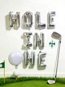 9件套高尔夫主题气球，包含16英寸字母气球和18英寸高尔夫球图案气球，适合一周岁生日派对、高尔夫爱好者派对、公司团队建设活动等。 - 多色 - 查看 3
