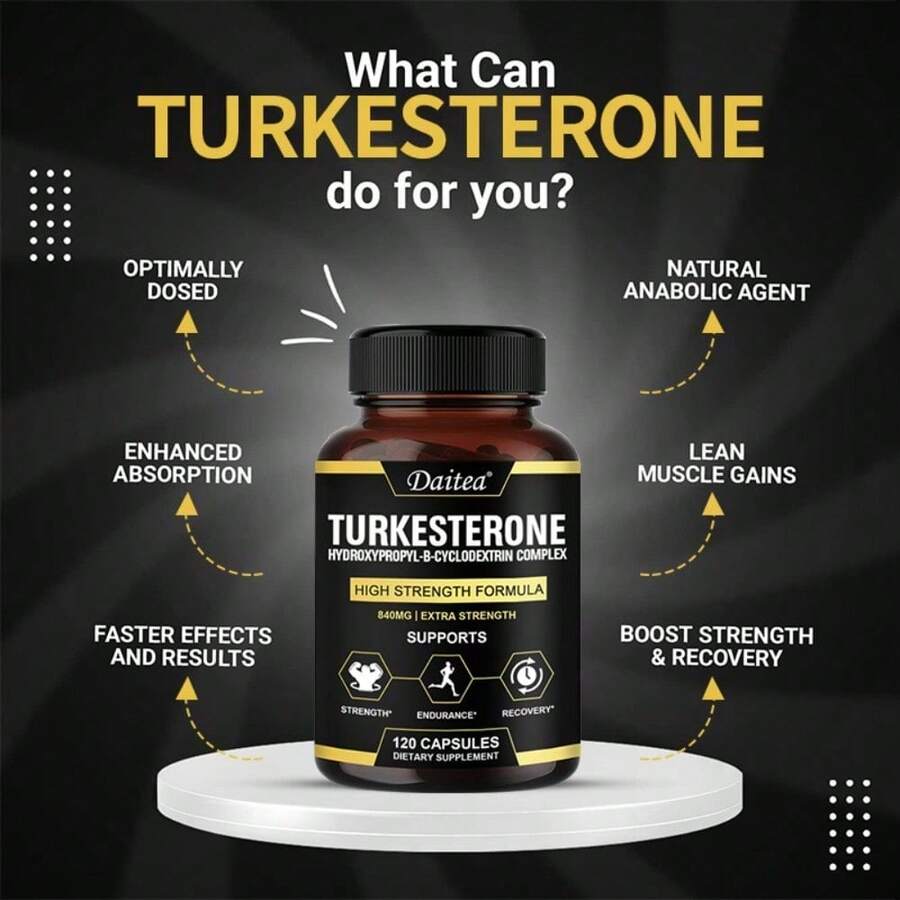 Bunkell Turkesterone Capsules Dietary Supplement - 840 Mg Per Serving - High Strength Formula For Men - 120 Capsules - 1 Bottle - View 1