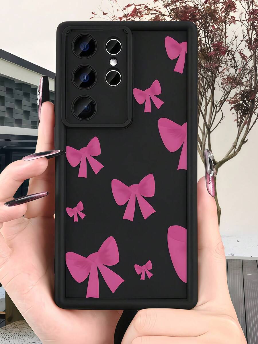 1个创意玫红色蝴蝶结大理石纹理手机壳，兼容苹果7/8/X/XR/XS Max/11/12/13/14/15/16/17 Pro Max、三星Galaxy A14/A15/A16/A17/A04/A05/A06/A07/A54/A55/A56/A57/A34/A35/A36/A37/S26/S26 Plus/S26 Ultra、Transsion SMART7/8、G05、荣耀400/400 Pro/400 Lite - 黑色 - 查看 1