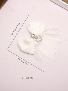 Schleifenspitze Schmetterling Kristall Herzförmige Brosche, süße Dekoration für Damenbekleidung, Hemden, Studentenaccessoires, Valentinstag Geschenk, Fest, Reise - Verschiedenfarbig - Übersicht 2