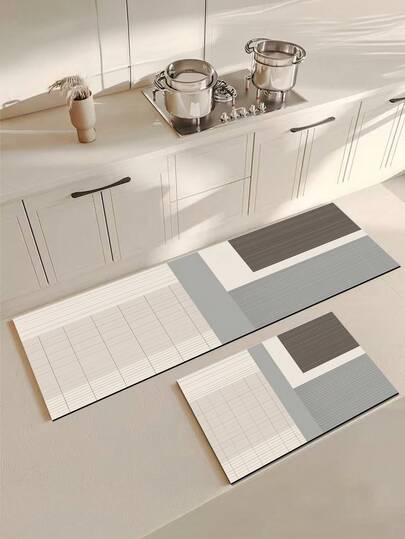 1pc Minimalist Line Art Nordic Style, Extremely Minimalist, Japanese Wabi-Sabi Aesthetic, Modern Minimalist Design, Cream Color, Luxury, Suitable For Dining Room, Hallway, Bathroom, Kitchen Rug, Home Decor, Spring/Summer, Holiday Decoration