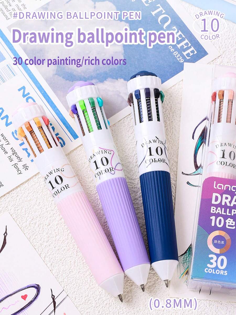 1pc High-Quality Multi-Color Retractable Ballpoint Pen, 1 Pen With Multiple Colors, Suitable For Art Students, Painting, Journaling, 28/30/88 Color Options, Watercolor Pen, DIY Notebook Drawing, Large Capacity Colored Pen, Marker Pen, Student Supplies - Drawing Ballpoint Pen - View 1