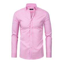 Rand paul Men's Casual Comfortable Checkered Shirt - 淺粉色 - 查看 2