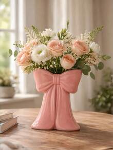 1pc Plastic Bowknot Vase, Cute And Beautiful Decorative Vase, Suitable For Placing On Living Room Table Or Bookshelf - Multicolor - View 5