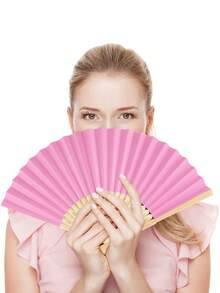 5/10/20/30/40pcs Pink Folding Paper Fans, Bamboo Handheld Fans, Bridesmaids Bamboo Paper Fans, Bachelorette Party Decor, Photo Props, DIY Portable Bamboo Paper Fans, Birthday Party Decor, Suitable For Engagement, Graduation, Wedding Party Decor, Home Bedroom Dining Table Decor, Party Performance Photo Props, Home Living Room Office Decor - Multicolor - View 6