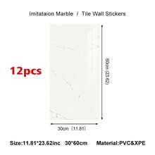 12Pcs PVC Marble Tiles Wall Sticker Self-Adhesive Stick Kitchen Bathroom Decor - B - View 1