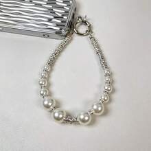 1pc Luxury Rhinestone Pearl Beaded Phone Lanyard, Phone Case Charm Pendant - Multicolor - View 5